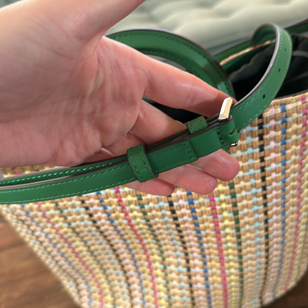 KATE SPADE Jena Straw Large Tote crossbody drawstring satchel - Picture 13 of 13